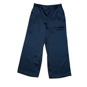 Lafayette 148 Silk Elastic Waist Pants Wide Leg Pants Bottom Black Size Medium